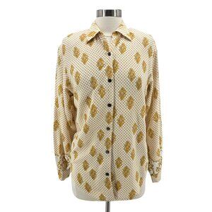 Vintage Oleg Cassini Womens 8 Top Button Down Long Sleeve Collared Blouse Retro